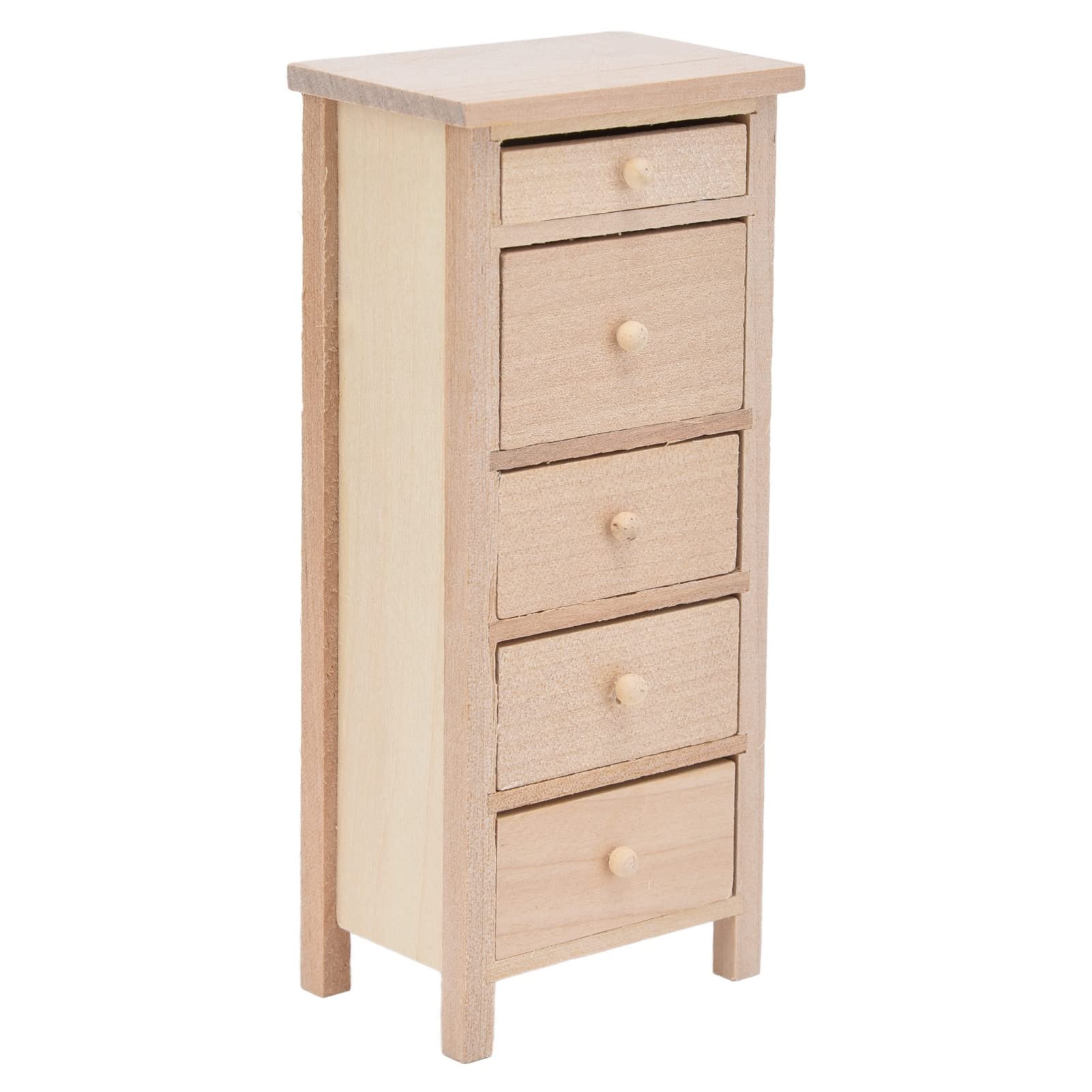 引き出し付きドールハウスドレッサー、引き出し付きの高度にシミュレートされた頑丈なミニチュアドレッサー1:12DIYおもちゃ用の 木材 無地の箪笥